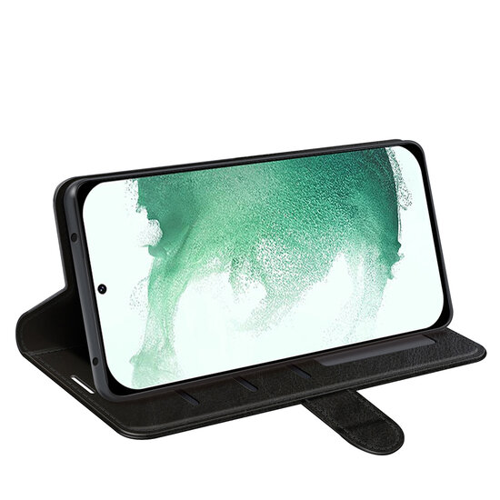 Samsung Galaxy S23 Plus (S23+) Hoesje - MobyDefend Wallet Book Case (Sluiting Achterkant) - Zwart