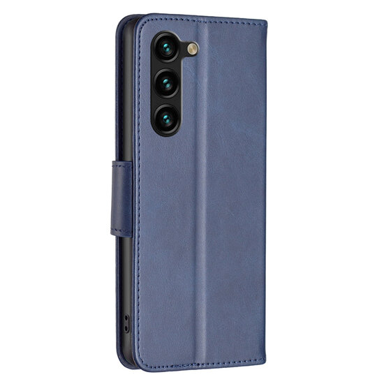 Samsung Galaxy S23 Plus (S23+) Hoesje - MobyDefend Wallet Book Case Met Koord - Blauw