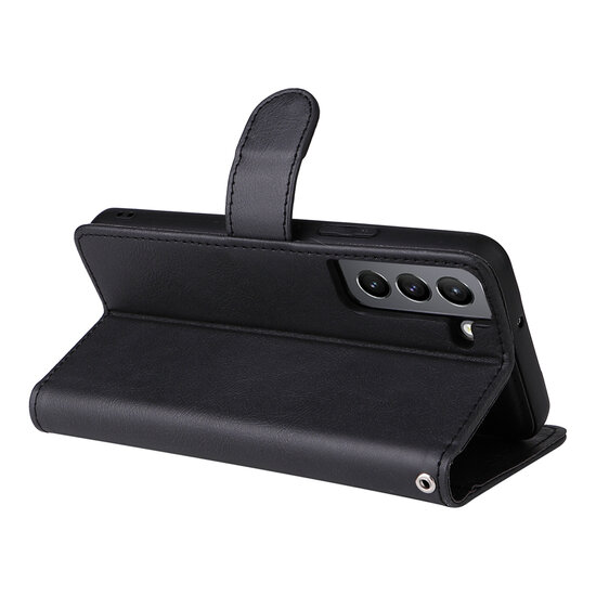 Samsung Galaxy S22 Hoesje - MobyDefend Luxe 2-in-1 Wallet Book Case Met Uitneembare Backcover - Zwart