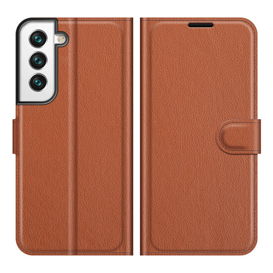 Samsung Galaxy S22 Hoesje - MobyDefend Kunstleren Wallet Book Case (Sluiting Voorkant) - Bruin