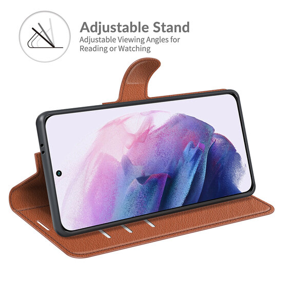 Samsung Galaxy S22 Hoesje - MobyDefend Kunstleren Wallet Book Case (Sluiting Voorkant) - Bruin