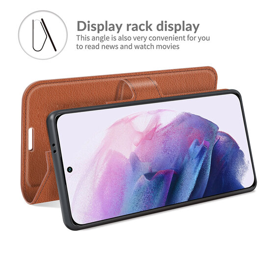Samsung Galaxy S22 Hoesje - MobyDefend Kunstleren Wallet Book Case (Sluiting Voorkant) - Bruin