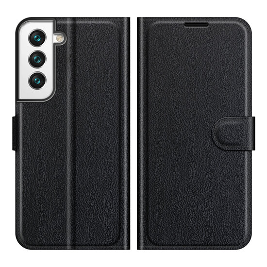 Samsung Galaxy S22 Hoesje - MobyDefend Kunstleren Wallet Book Case (Sluiting Voorkant) - Zwart