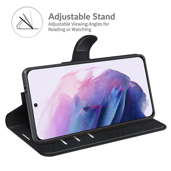 Samsung Galaxy S22 Hoesje - MobyDefend Kunstleren Wallet Book Case (Sluiting Voorkant) - Zwart