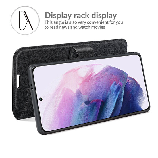 Samsung Galaxy S22 Hoesje - MobyDefend Kunstleren Wallet Book Case (Sluiting Voorkant) - Zwart