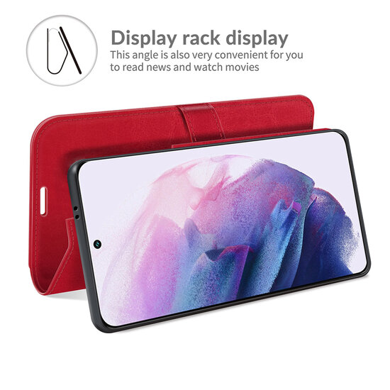 Samsung Galaxy S22 Hoesje - MobyDefend Wallet Book Case (Sluiting Achterkant) - Rood