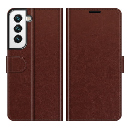 Samsung Galaxy S22 Hoesje - MobyDefend Wallet Book Case (Sluiting Achterkant) - Bruin