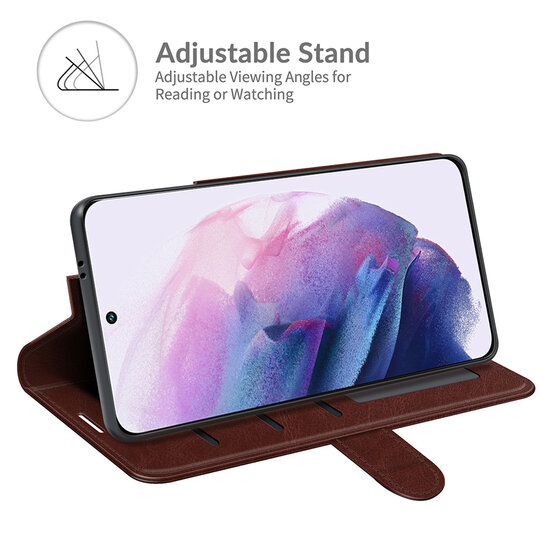 Samsung Galaxy S22 Hoesje - MobyDefend Wallet Book Case (Sluiting Achterkant) - Bruin