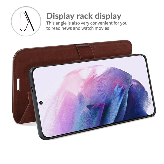 Samsung Galaxy S22 Hoesje - MobyDefend Wallet Book Case (Sluiting Achterkant) - Bruin