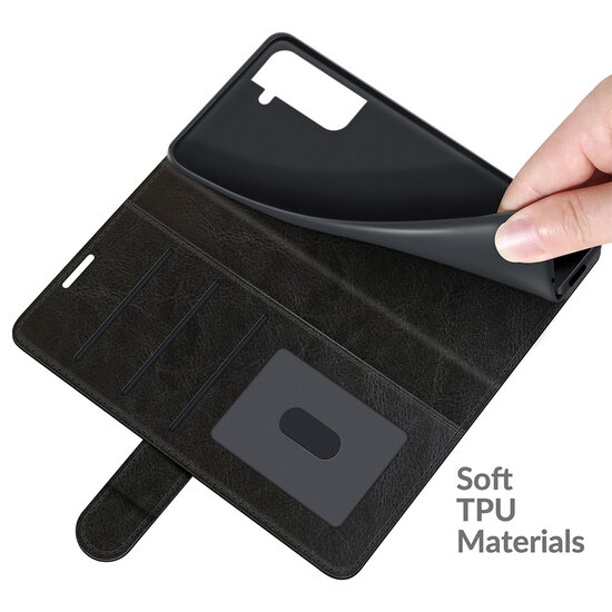 Samsung Galaxy S22 Hoesje - MobyDefend Wallet Book Case (Sluiting Achterkant) - Zwart