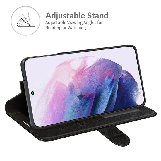 Samsung Galaxy S22 Hoesje - MobyDefend Wallet Book Case (Sluiting Achterkant) - Zwart