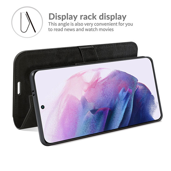 Samsung Galaxy S22 Hoesje - MobyDefend Wallet Book Case (Sluiting Achterkant) - Zwart