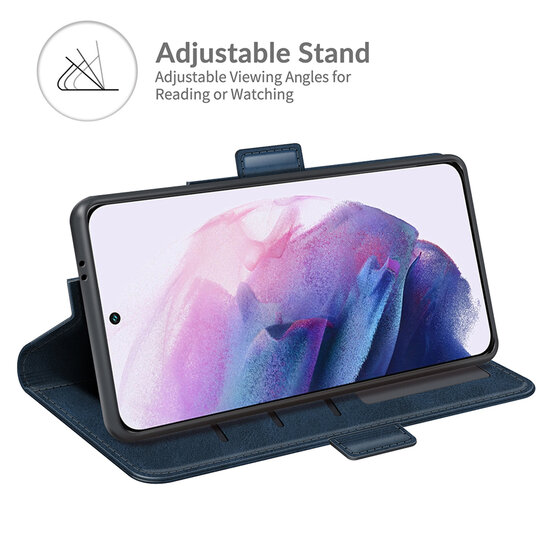 Samsung Galaxy S22 Hoesje - MobyDefend Luxe Wallet Book Case (Sluiting Zijkant) - Blauw