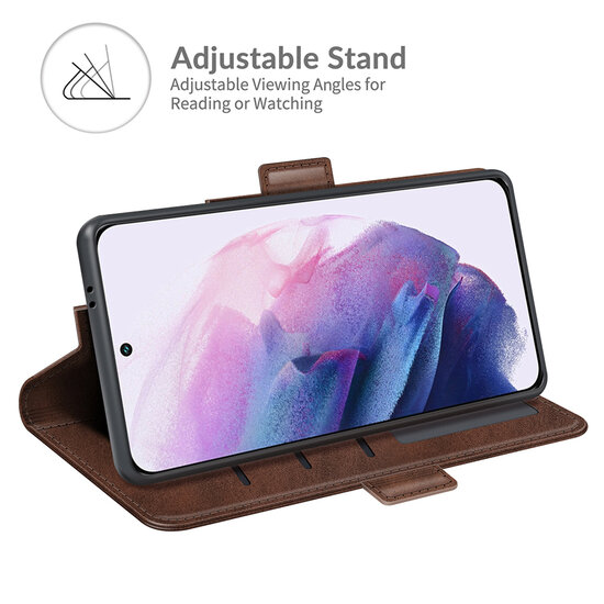 Samsung Galaxy S22 Hoesje - MobyDefend Luxe Wallet Book Case (Sluiting Zijkant) - Bruin