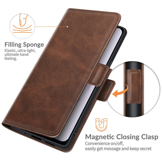 Samsung Galaxy S22 Hoesje - MobyDefend Luxe Wallet Book Case (Sluiting Zijkant) - Bruin