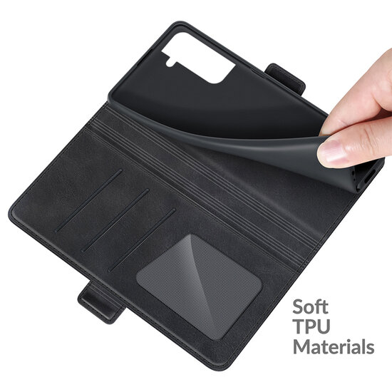Samsung Galaxy S22 Hoesje - MobyDefend Luxe Wallet Book Case (Sluiting Zijkant) - Zwart