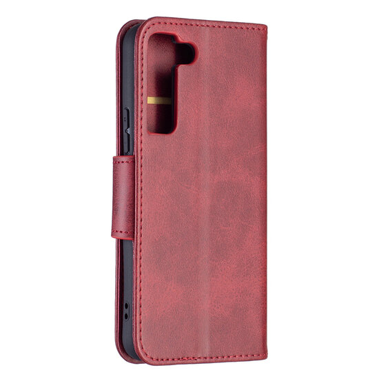 Samsung Galaxy S22 Hoesje - MobyDefend Wallet Book Case Met Koord - Rood