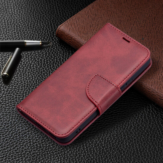 Samsung Galaxy S22 Hoesje - MobyDefend Wallet Book Case Met Koord - Rood