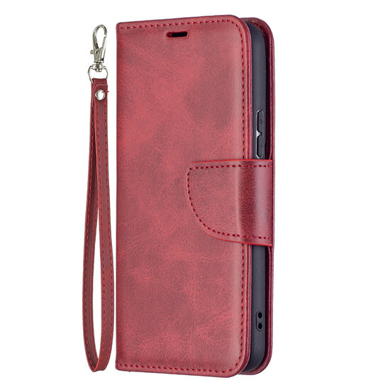 Samsung Galaxy S22 Hoesje - MobyDefend Wallet Book Case Met Koord - Rood