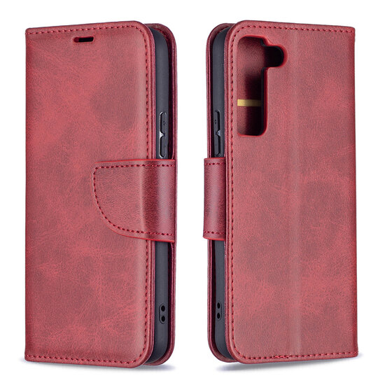 Samsung Galaxy S22 Hoesje - MobyDefend Wallet Book Case Met Koord - Rood