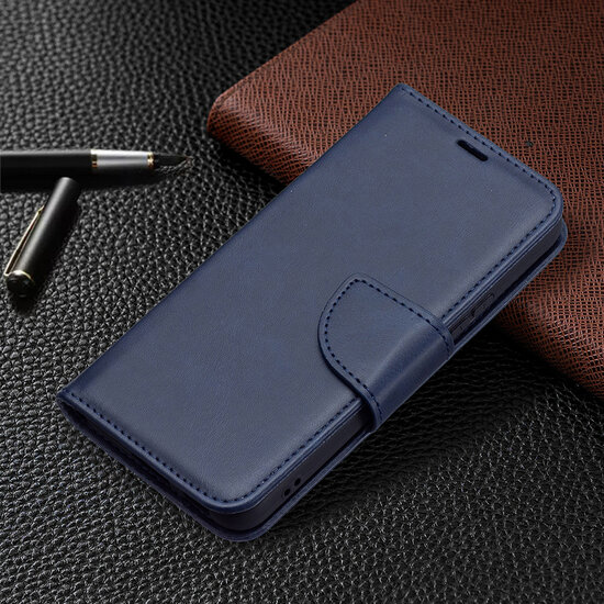 Samsung Galaxy S22 Hoesje - MobyDefend Wallet Book Case Met Koord - Blauw
