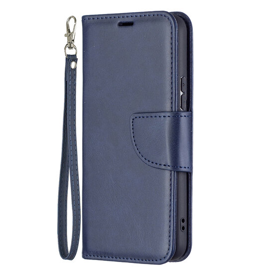 Samsung Galaxy S22 Hoesje - MobyDefend Wallet Book Case Met Koord - Blauw