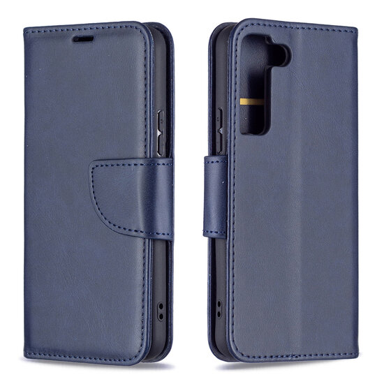 Samsung Galaxy S22 Hoesje - MobyDefend Wallet Book Case Met Koord - Blauw