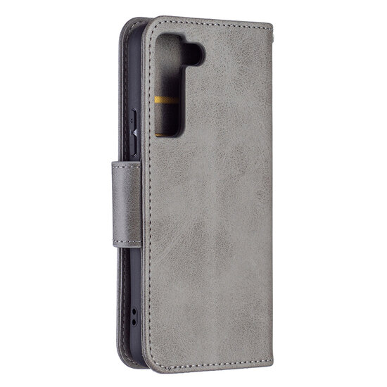 Samsung Galaxy S22 Hoesje - MobyDefend Wallet Book Case Met Koord - Grijs