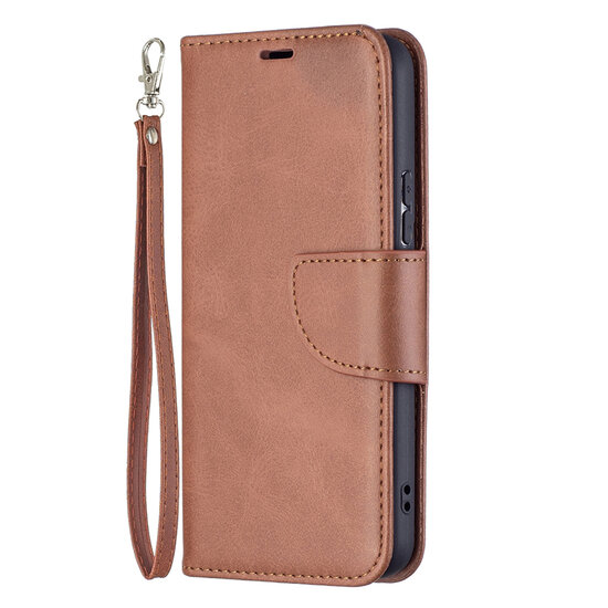 Samsung Galaxy S22 Hoesje - MobyDefend Wallet Book Case Met Koord - Bruin