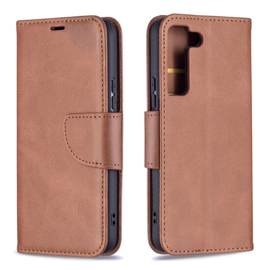 Samsung Galaxy S22 Hoesje - MobyDefend Wallet Book Case Met Koord - Bruin