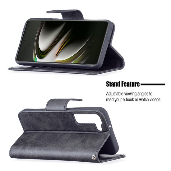 Samsung Galaxy S22 Hoesje - MobyDefend Wallet Book Case Met Koord - Zwart