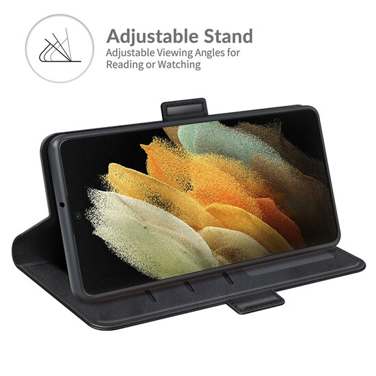 Samsung Galaxy S22 Ultra Hoesje - MobyDefend Luxe Wallet Book Case (Sluiting Zijkant) - Zwart