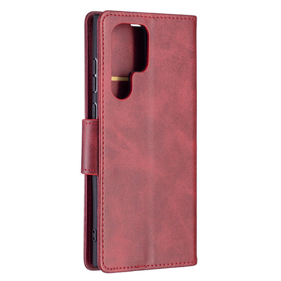 Samsung Galaxy S22 Ultra Hoesje - MobyDefend Wallet Book Case Met Koord - Rood