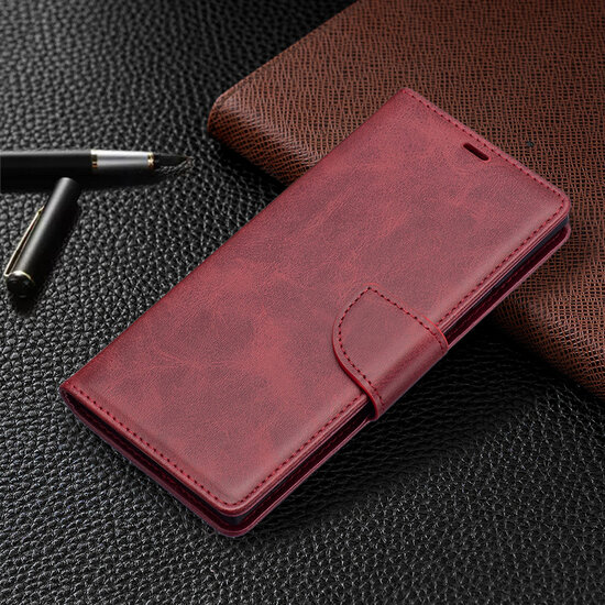 Samsung Galaxy S22 Ultra Hoesje - MobyDefend Wallet Book Case Met Koord - Rood