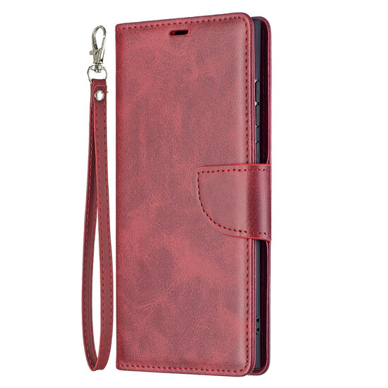Samsung Galaxy S22 Ultra Hoesje - MobyDefend Wallet Book Case Met Koord - Rood