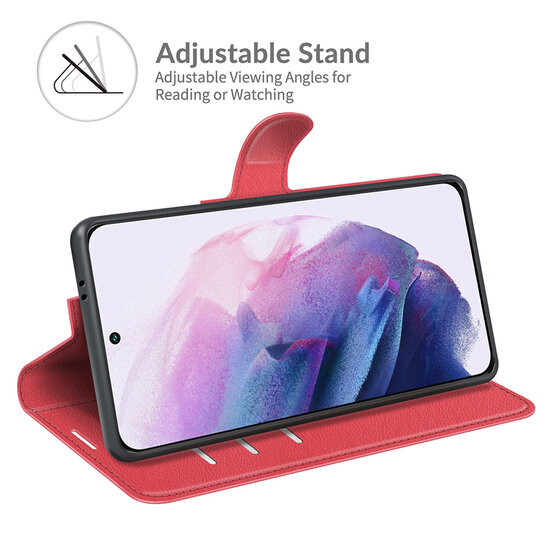 Samsung Galaxy S22 Plus (S22+) Hoesje - MobyDefend Kunstleren Wallet Book Case (Sluiting Voorkant) - Rood
