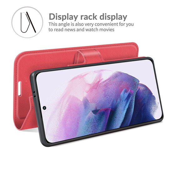 Samsung Galaxy S22 Plus (S22+) Hoesje - MobyDefend Kunstleren Wallet Book Case (Sluiting Voorkant) - Rood