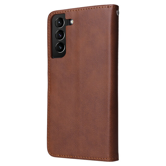 Samsung Galaxy S22 Plus (S22+) Hoesje - MobyDefend Luxe 2-in-1 Wallet Book Case Met Uitneembare Backcover - Bruin