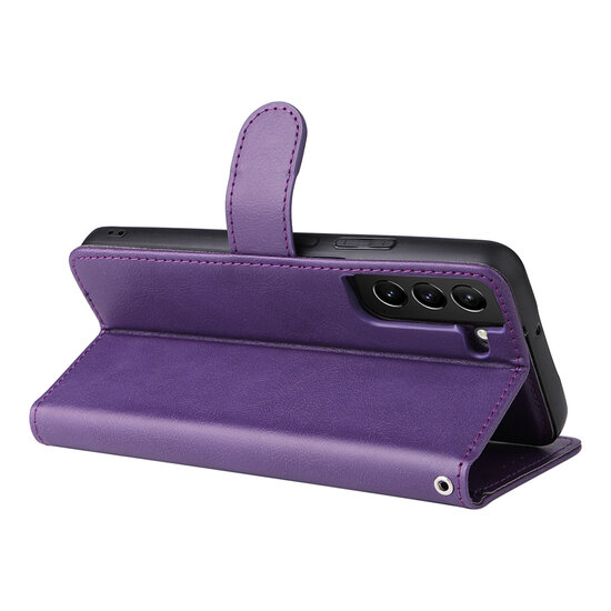 Samsung Galaxy S22 Plus (S22+) Hoesje - MobyDefend Luxe 2-in-1 Wallet Book Case Met Uitneembare Backcover - Paars