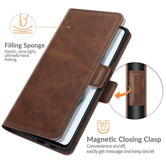 Samsung Galaxy S21 FE Hoesje - MobyDefend Luxe Wallet Book Case (Sluiting Zijkant) - Bruin
