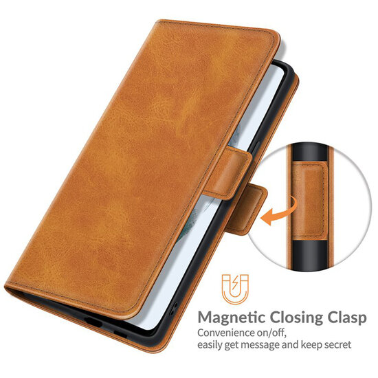 Samsung Galaxy S21 FE Hoesje - MobyDefend Luxe Wallet Book Case (Sluiting Zijkant) - Lichtbruin