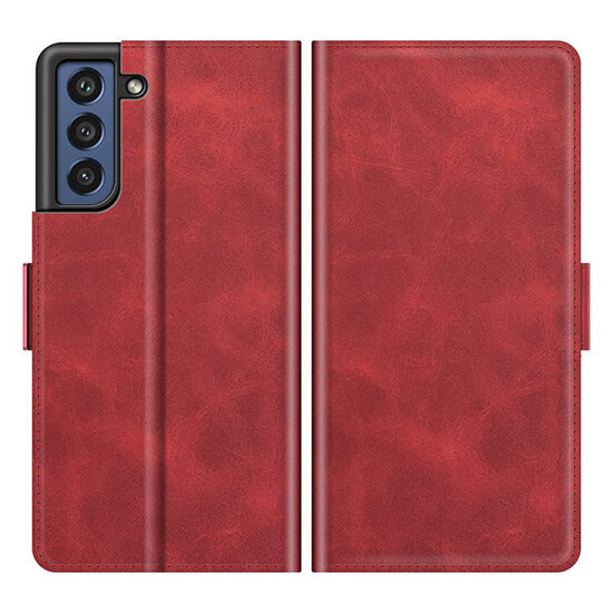 Samsung Galaxy S21 FE Hoesje - MobyDefend Luxe Wallet Book Case (Sluiting Zijkant) - Rood