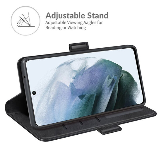 Samsung Galaxy S21 FE Hoesje - MobyDefend Luxe Wallet Book Case (Sluiting Zijkant) - Zwart