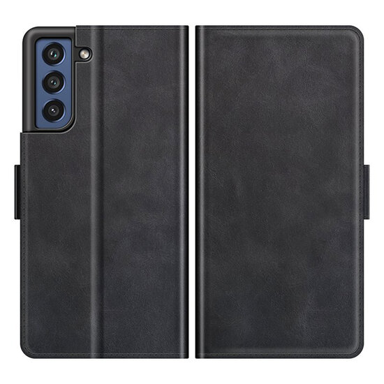 Samsung Galaxy S21 FE Hoesje - MobyDefend Luxe Wallet Book Case (Sluiting Zijkant) - Zwart