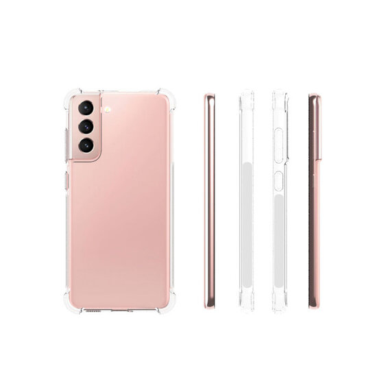 Samsung Galaxy S21 FE Hoesje - MobyDefend Transparante Shockproof TPU Backcover - Verstevigde Hoeken - Volledig Doorzichtig