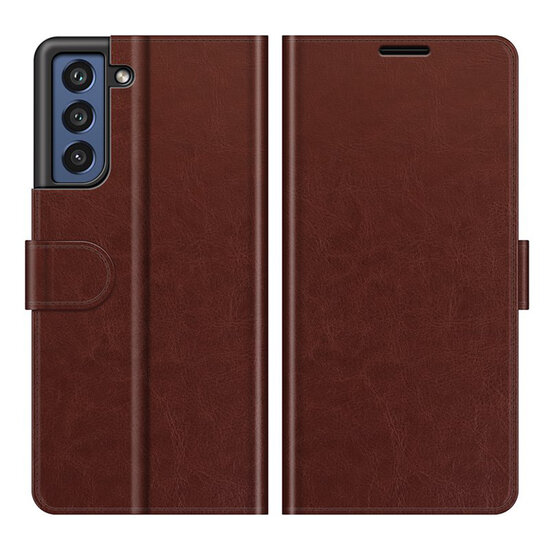 Samsung Galaxy S21 FE Hoesje - MobyDefend Wallet Book Case (Sluiting Achterkant) - Bruin