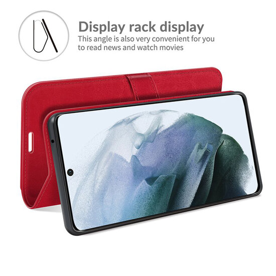 Samsung Galaxy S21 FE Hoesje - MobyDefend Wallet Book Case (Sluiting Achterkant) - Rood