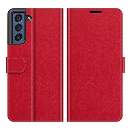 Samsung Galaxy S21 FE Hoesje - MobyDefend Wallet Book Case (Sluiting Achterkant) - Rood