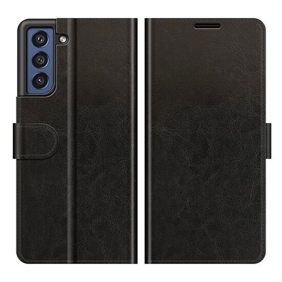 Samsung Galaxy S21 FE Hoesje - MobyDefend Wallet Book Case (Sluiting Achterkant) - Zwart