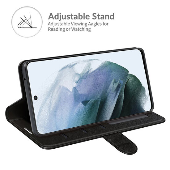 Samsung Galaxy S21 FE Hoesje - MobyDefend Wallet Book Case (Sluiting Achterkant) - Zwart